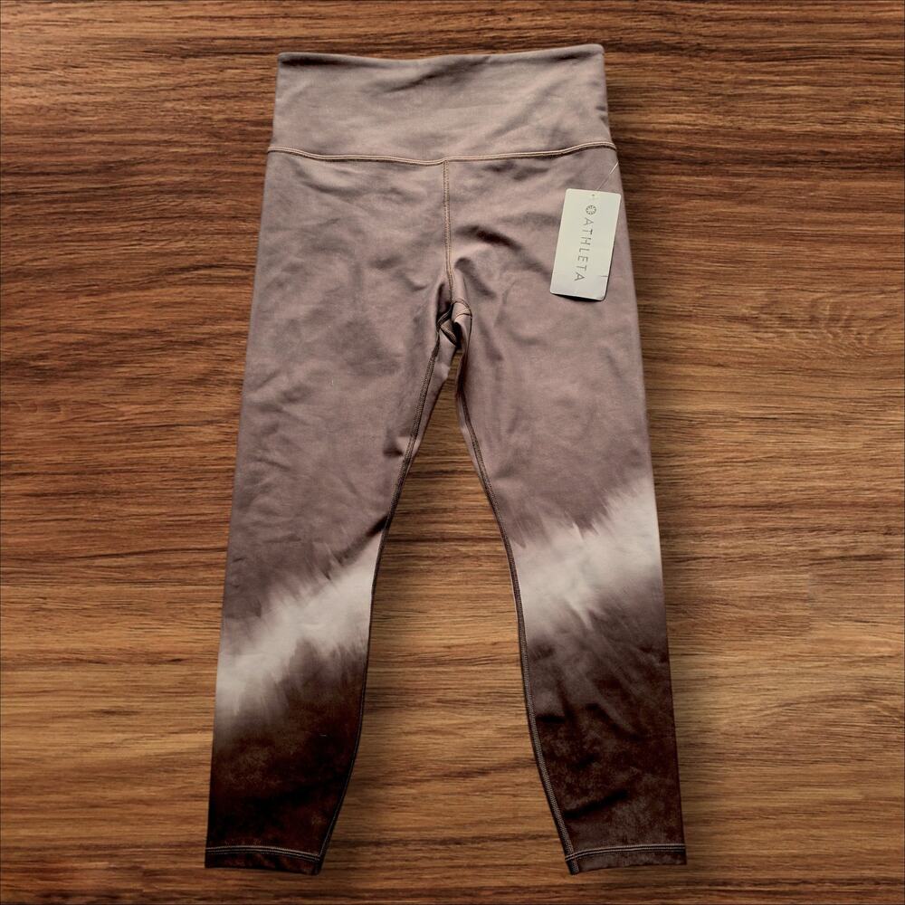 NWT, Athleta Elation 7/8 Leggings Brown Ombre Tye Dye, Size Medium
